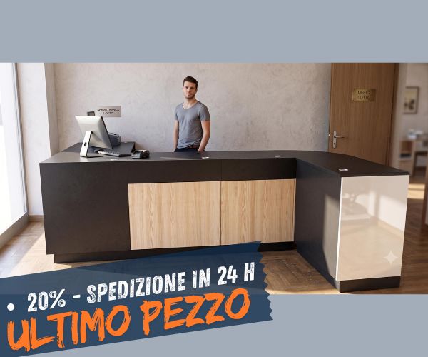 PEZZO UNICO! Bancone tabaccheria angolare color grigio antracite/ bianco venato