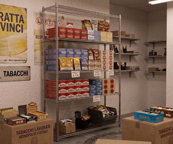 Kit Stoccaggio Stecche 122×35 — Scaffalatura in filo cromato per retrobottega - immagine 2
