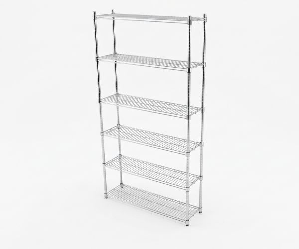 Kit Stoccaggio Stecche 122×35 — Scaffalatura in filo cromato per retrobottega - immagine 1